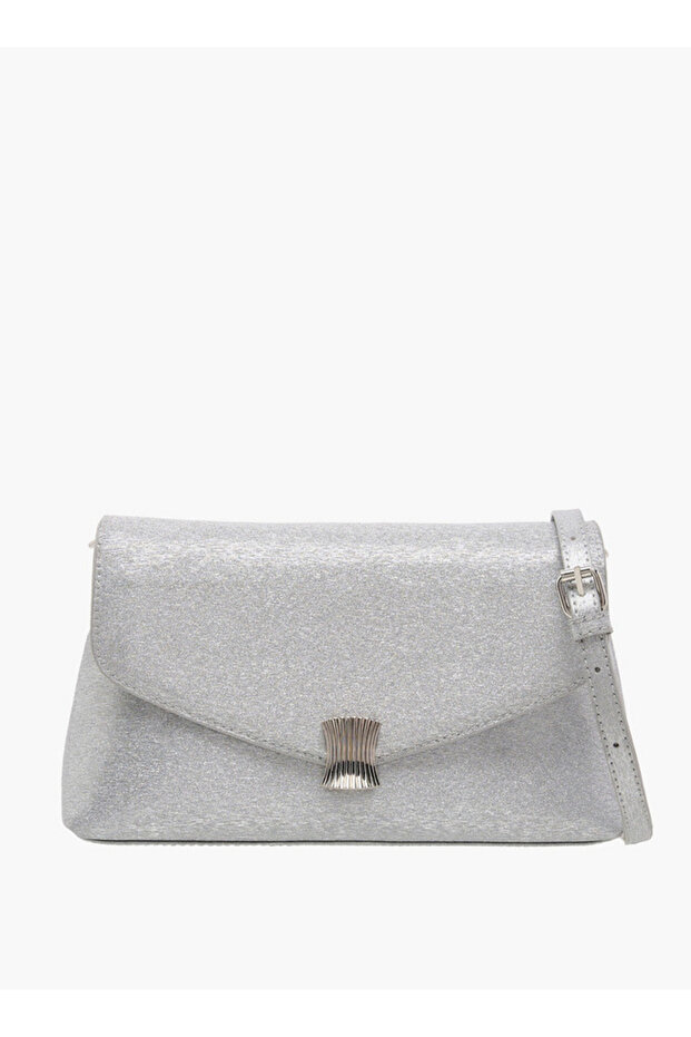 Textured Crossbody Bag with Detachable Strap and Flap Closure - W 6 x H 15 cm