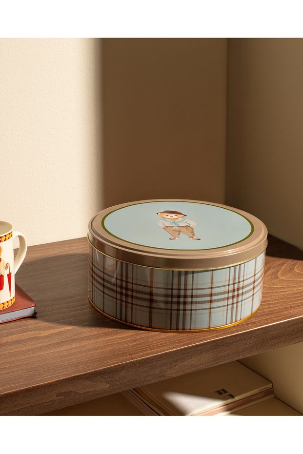Jolie Round Metal Box - Large Size - Blue/Mink