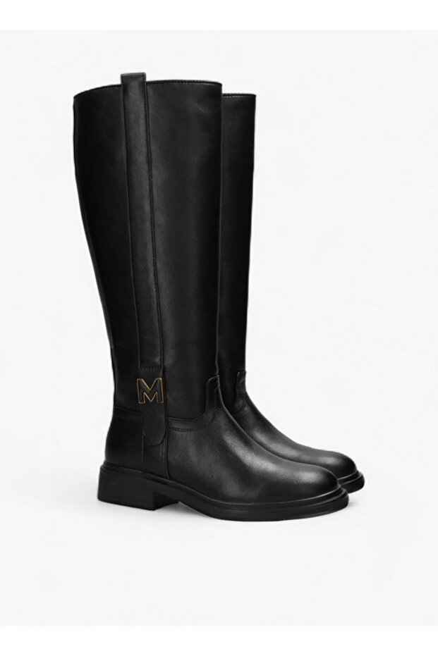 Solid High Shaft Boots with Zip Closure - 1