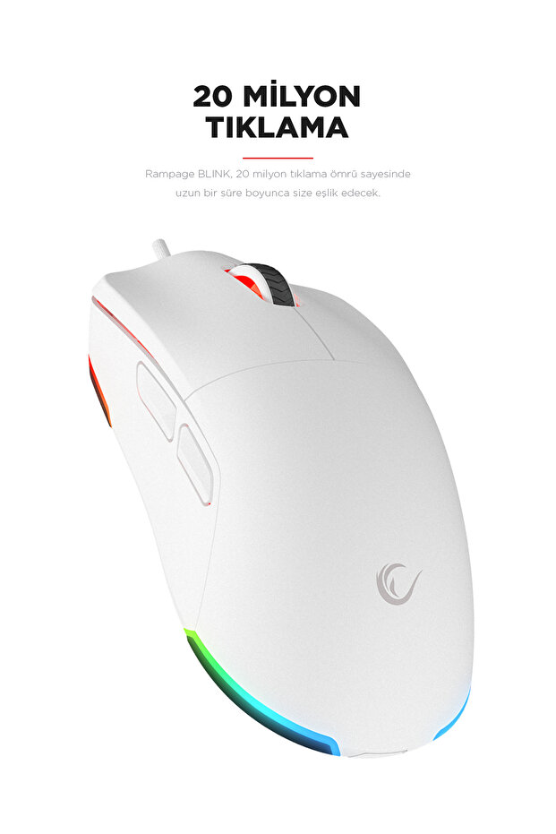 Blink Beyaz Rgb Makrolu 12800 Dpi E-spor Örgü Kablo Profesyonel Gaming Mouse Oyuncu Mouse - 7