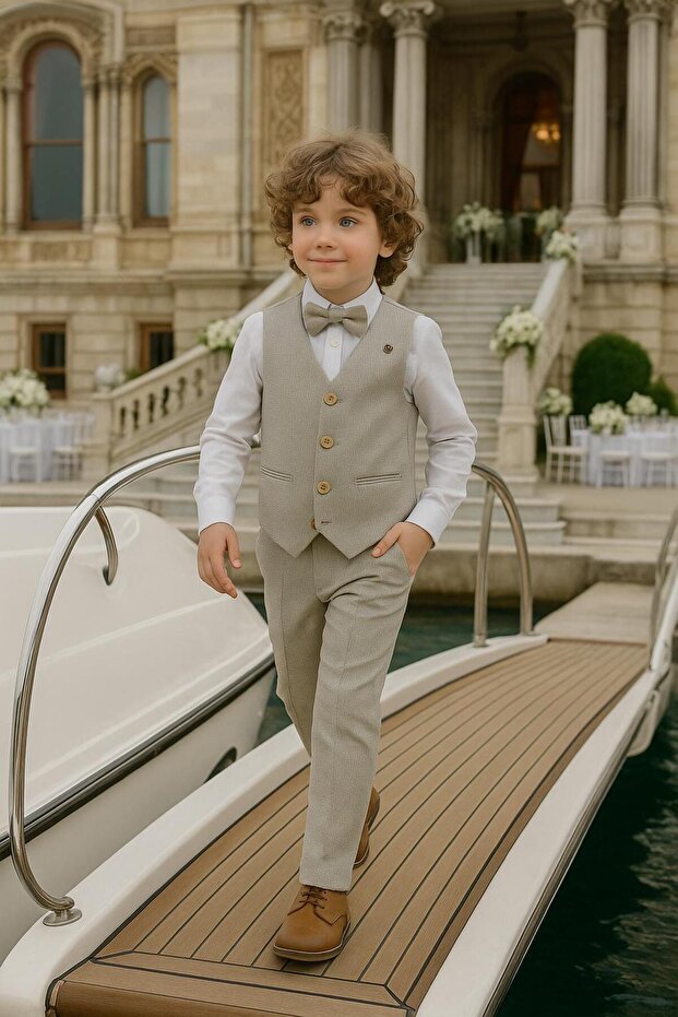 Boy's Vest Suit | Shirt-Vest-Bow Tie-Pants | 4'Piece Suit