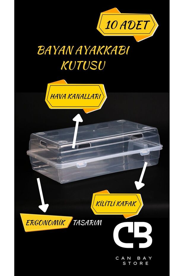 10 Adet Kadın Ayakkabı Kutusu Şeffaf Ayakkabı Saklama Kutusu - 4