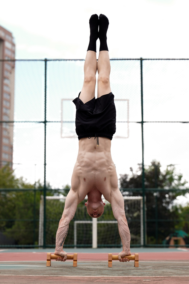 Ahşap Paralel Bar W20 – Kaymaz Tabanlı Taşınabilir Şınav & Calisthenics Barı - 6