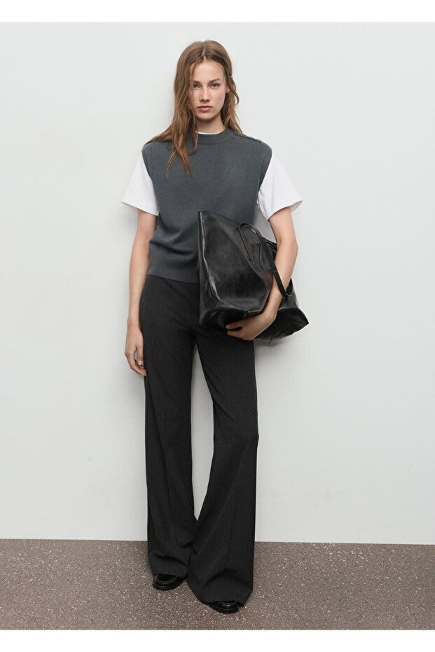 Dikiş detaylı triko yelek - 2