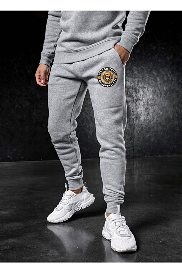 Men's Winter Gray Sweatpants Slim Fit Tight Cut Jogger