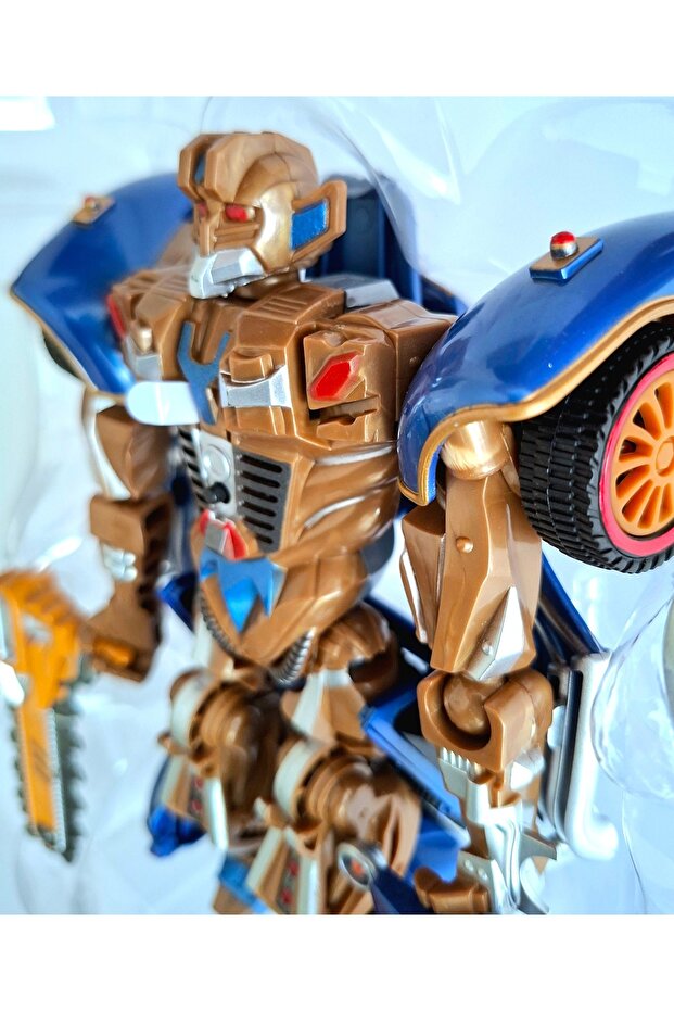 Transformers Tarzı Arabaya Dönüşen Sesli ve Işıklı Robot 19cm Dönüşüm Robot Oyuncak - 4