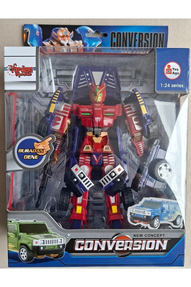 Oyuncak Transformers Tarzı Arabaya Dönüşen Sesli ve Işıklı Robot 22cm Dönüşüm Robot Oyuncak - 5