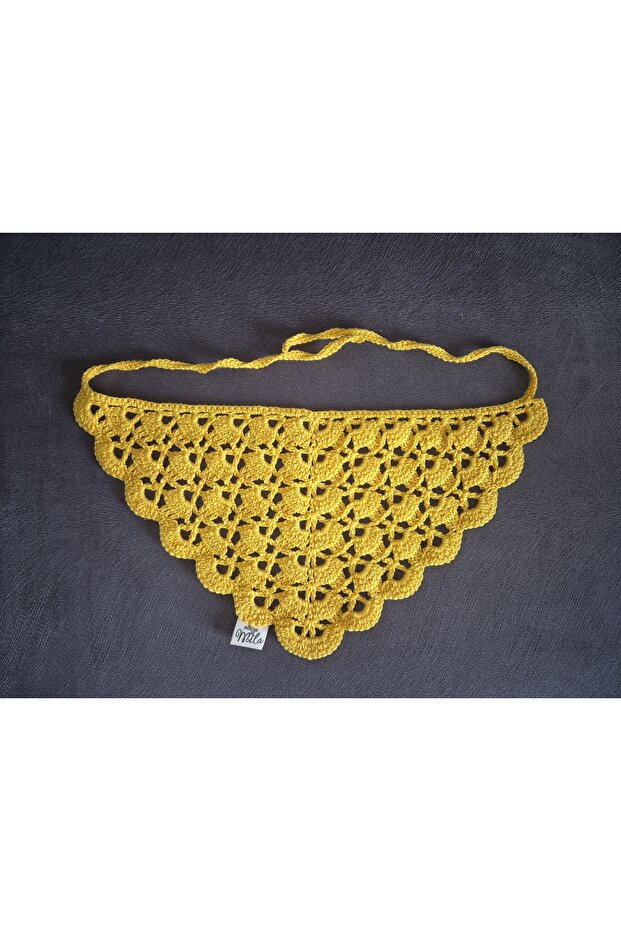 SARI YELPAZE MODEL ÖRGÜ BANDANA - 5