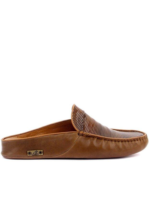 - Brown Leather Men's House Slippers 110-558-E