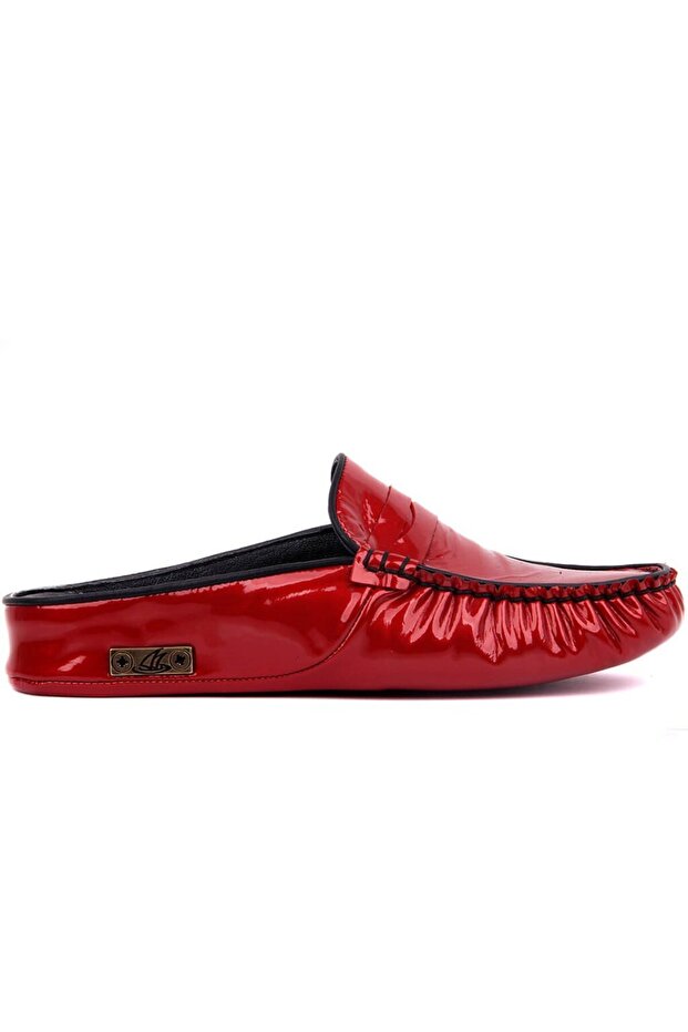 - Genuine Leather Red Women's Slippers 109-557-X