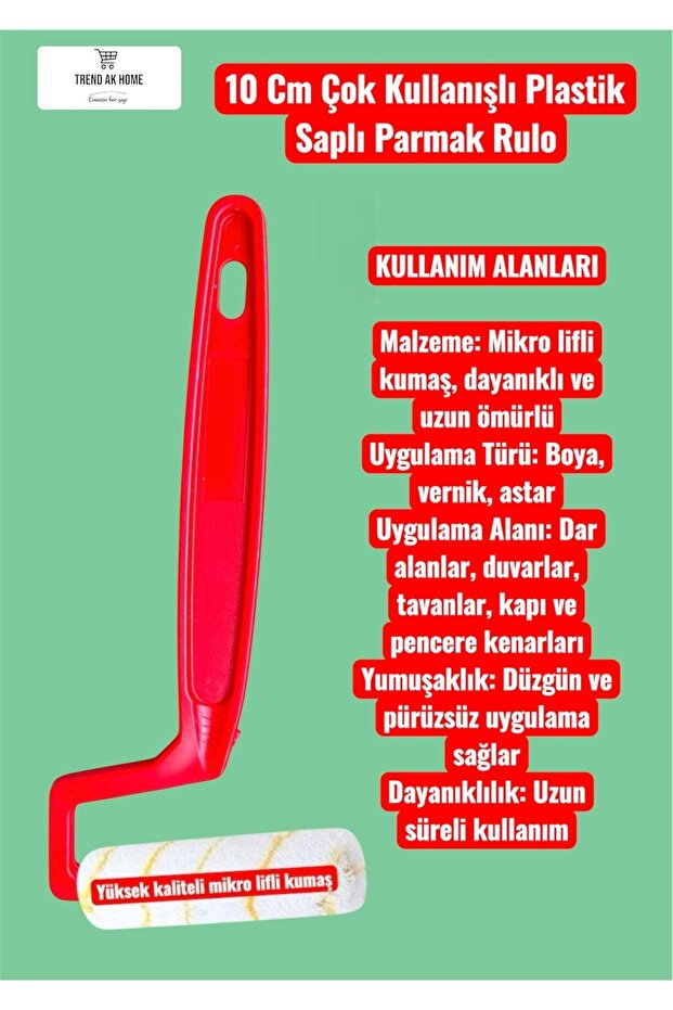 4lü profesyonel boyacı seti kapı dolap ve benzeri alan boyama fırça plastik rulo yedek rulo başlık - 6