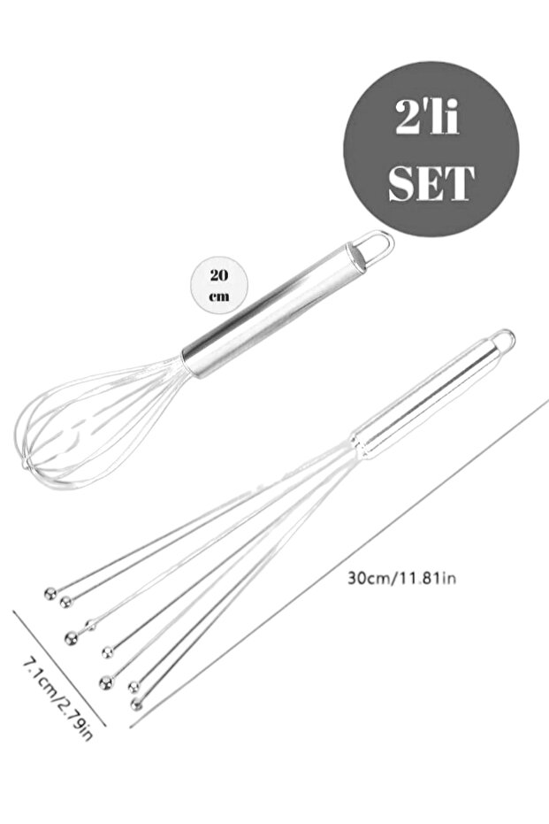 2-piece whisk set stainless steel ball & standard whisk set