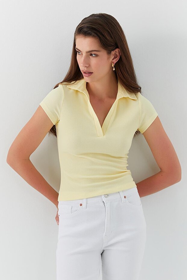 Yakalı Basic Bluz Sarı - 2