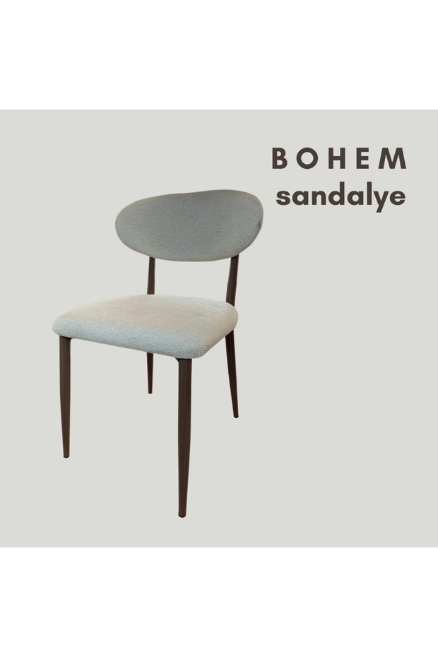 Cappiçino Mutfak Sandalyesi 4 Adet Metal İskelet Teddy Kumaş Bohem Model - 3