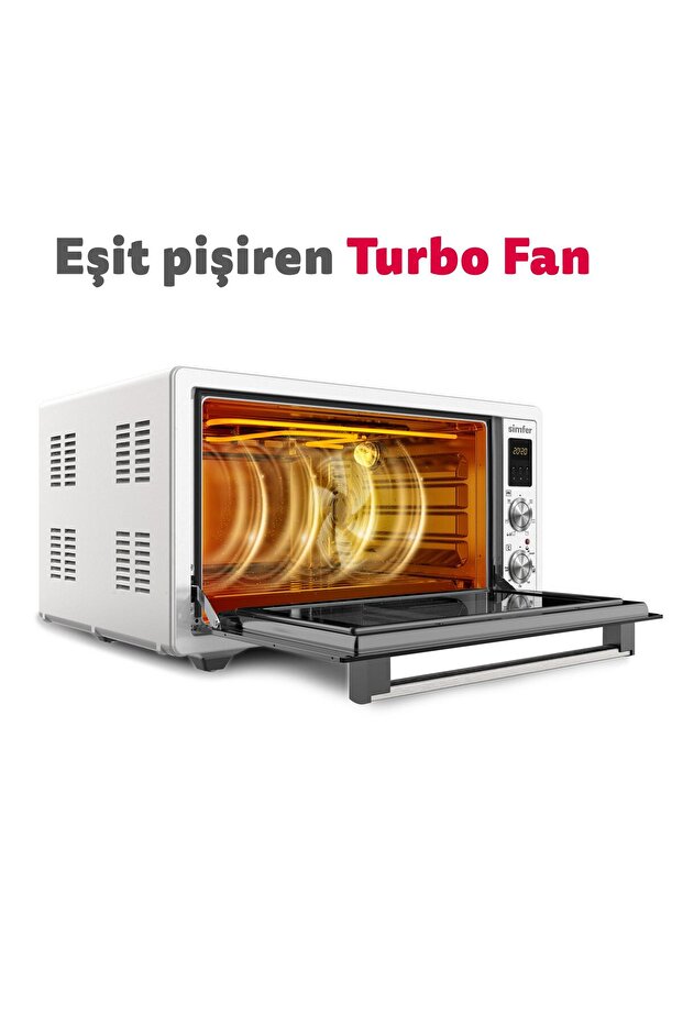 4559 İnox Gri 45 LT Turbo Fan Mini/Midi Fırın - 6 Fonksiyon, Dijital Ekran, Pop-Up Düğme,Yoğurt Yapm - 8