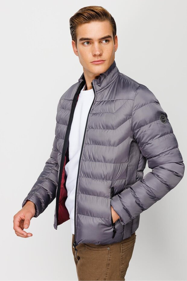 Erkek Kapitone Şişme Mont – Gümüş - 6