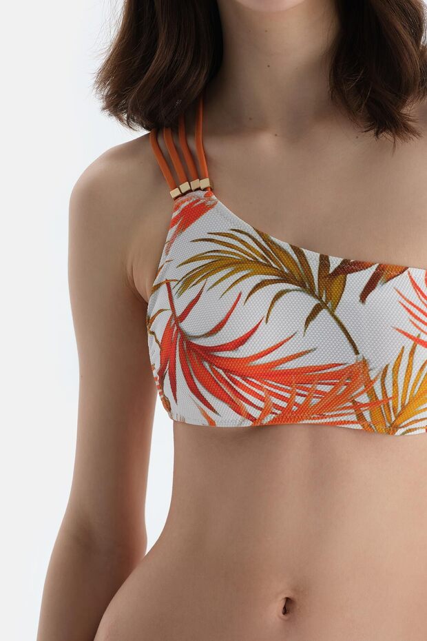 Multicolor Tek Omuz Bikini Üst - 5