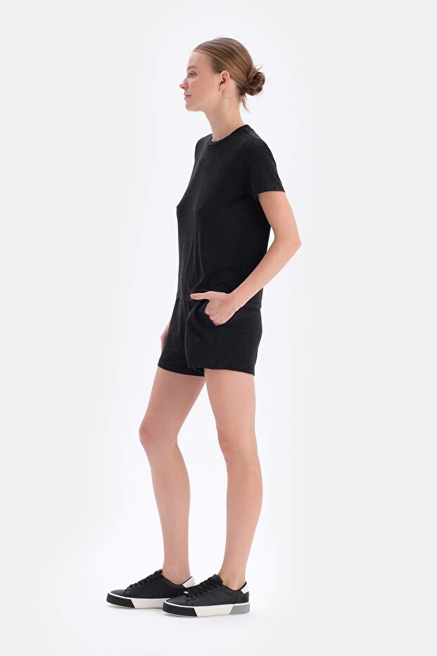 Siyah Soft Touch Basıc Şort - 3