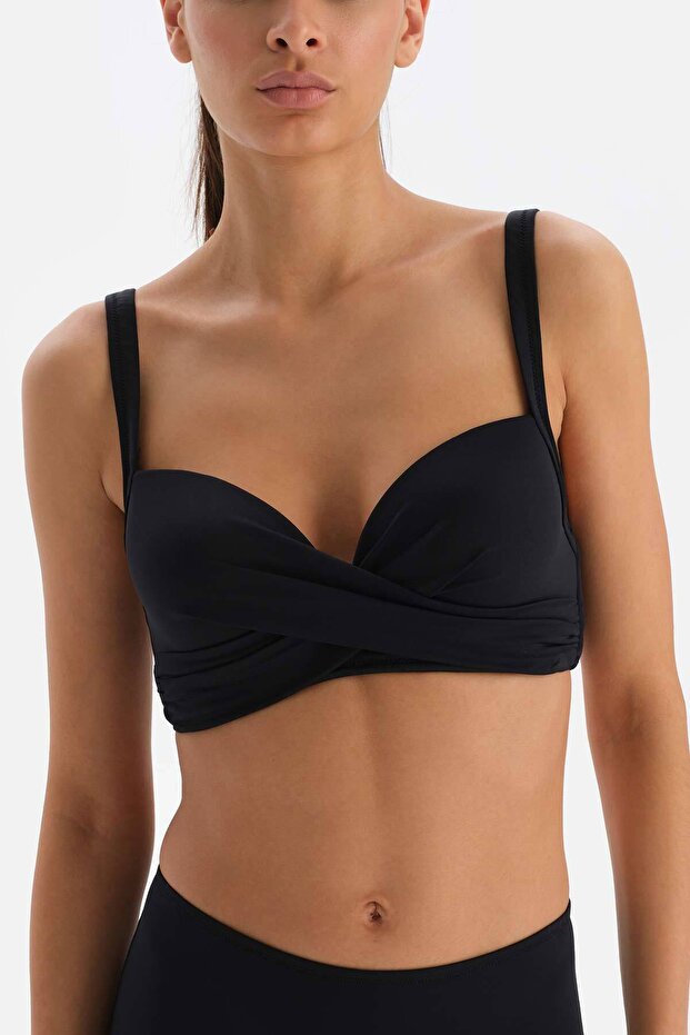 Top de bikini acoperit negru - 4