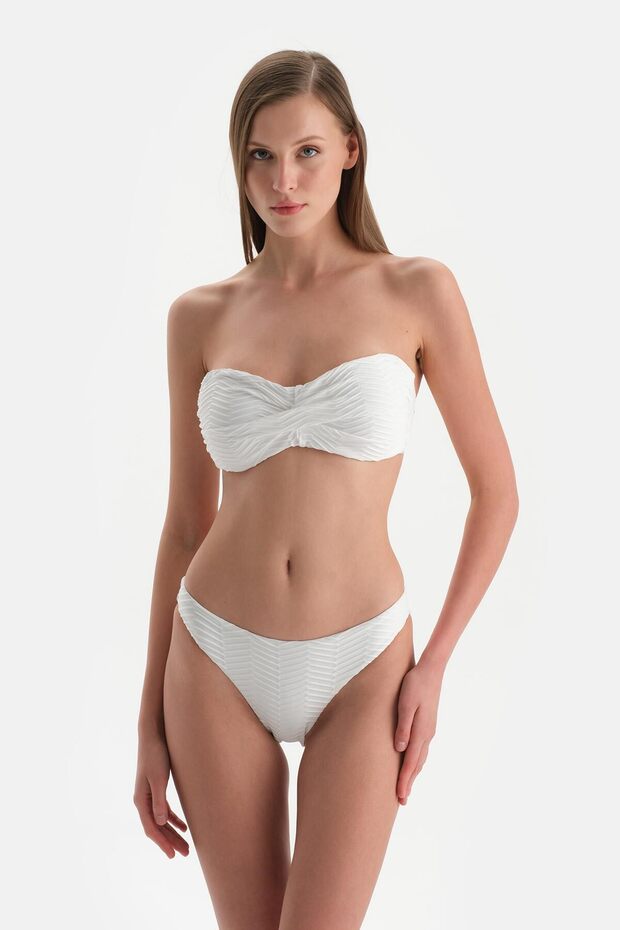 Beyaz Straplez Bikini Üst - 5