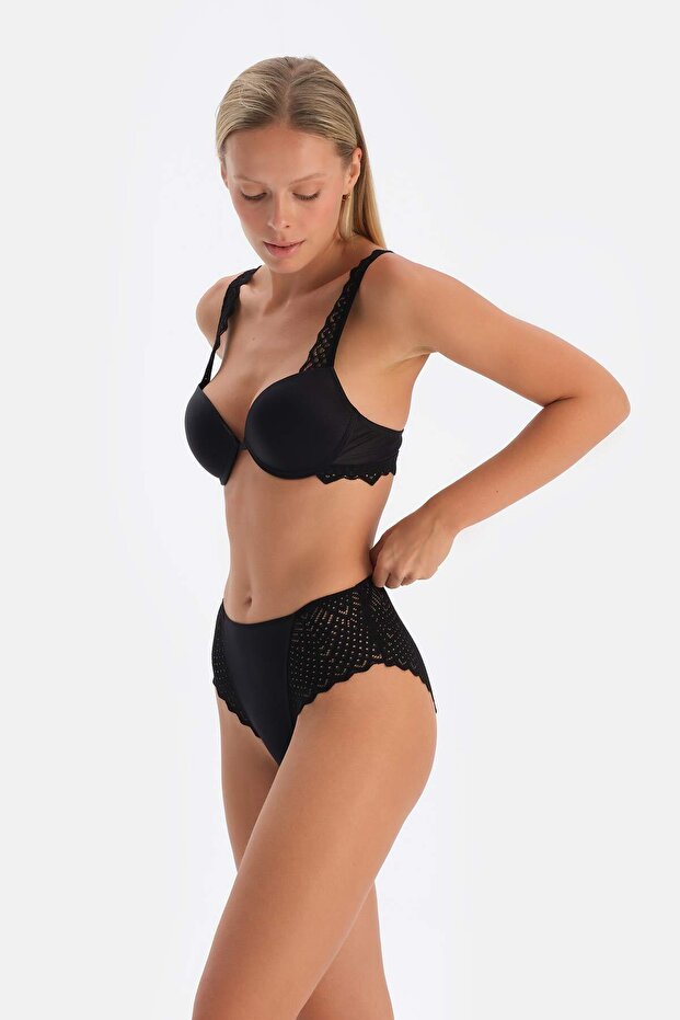 Siyah Dantel Detaylı Premıum Basıc Brıef Külot - 3