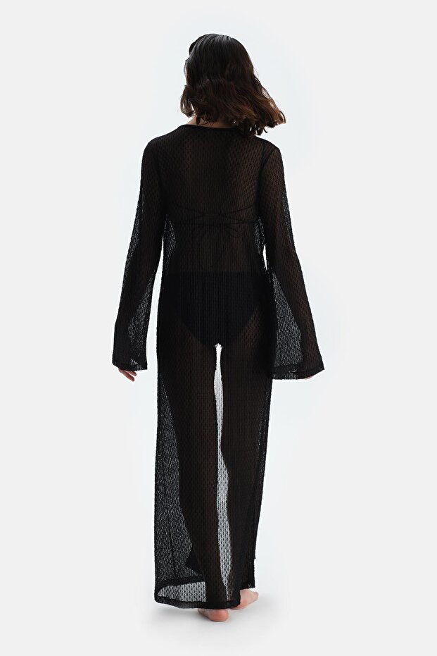 Siyah Uzun Kimono - 2