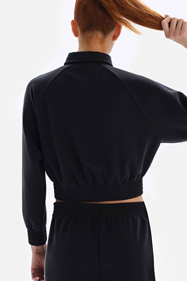 Siyah Kadın Ceket Düğmeli Cupro - 5