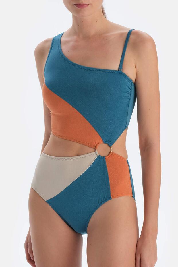 Petrol Mavi Tek Omuz Mayokini - 6
