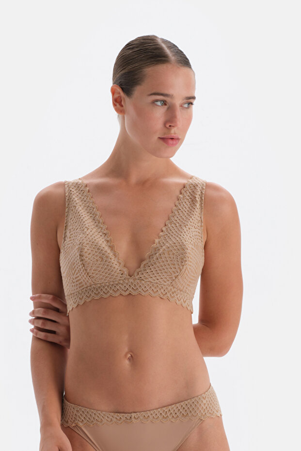 Premium Basic Soft Bra - tmavá kůže, krajkový detail - 1