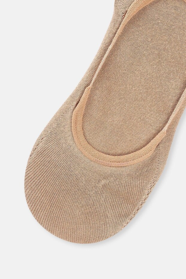 Bej Kadın 2'li Bambu Basıc Babet Çorap - 4