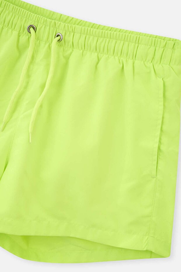 Neon Yeşil Micro Kısa Düz Şort - 3
