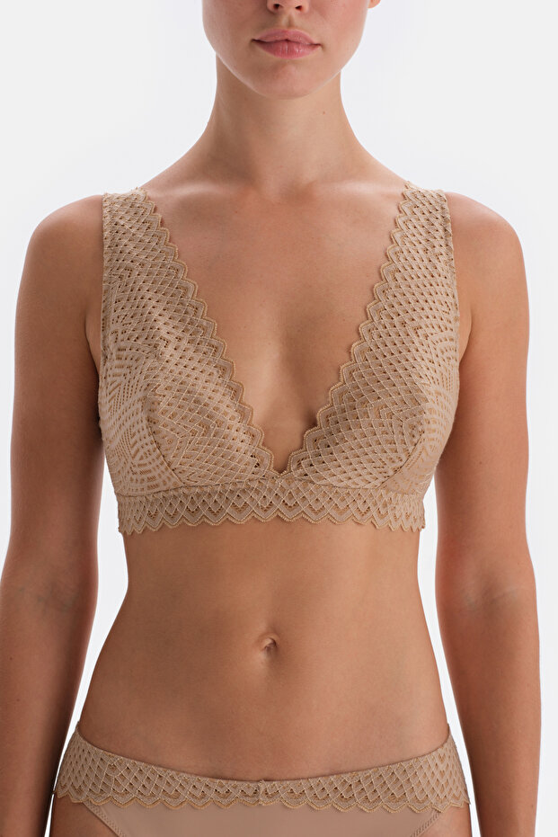 Premium Basic Soft Bra - tmavá kůže, krajkový detail - 4