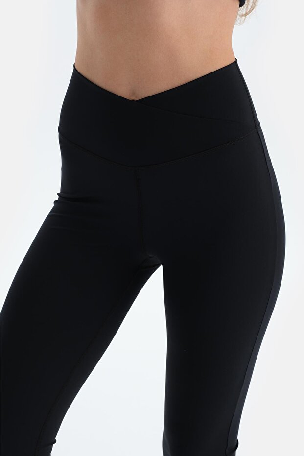 Siyah Kadın Ispanyol Paça Tayt - 5