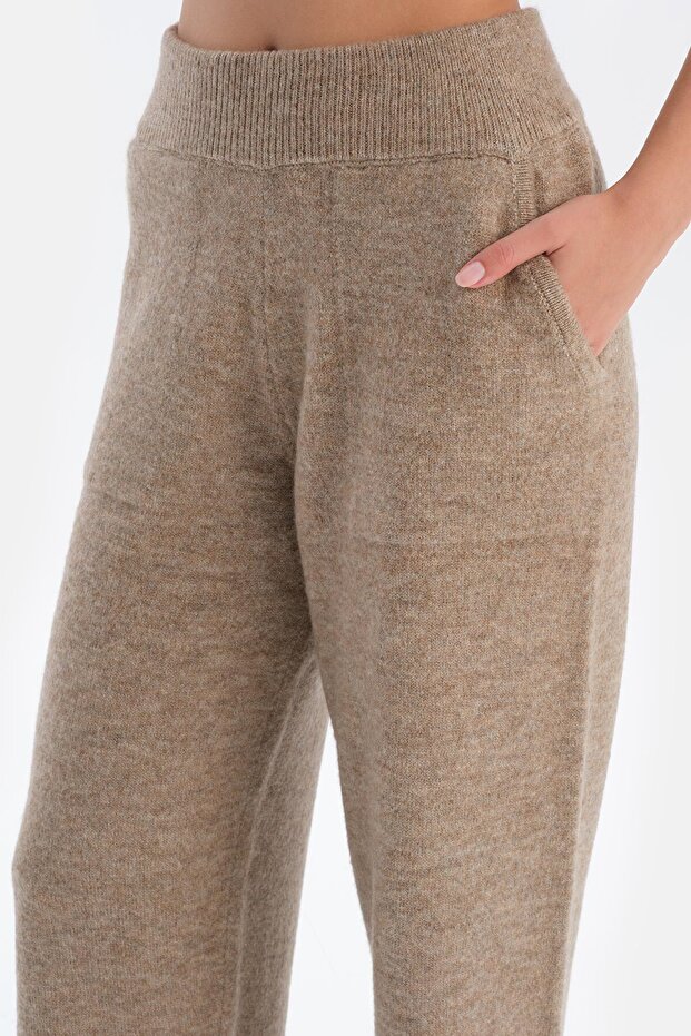 Bej Yünlü Pantolon - 5