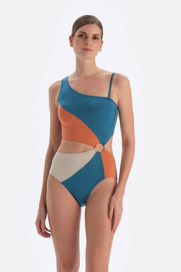 Petrol Mavi Tek Omuz Mayokini - 5