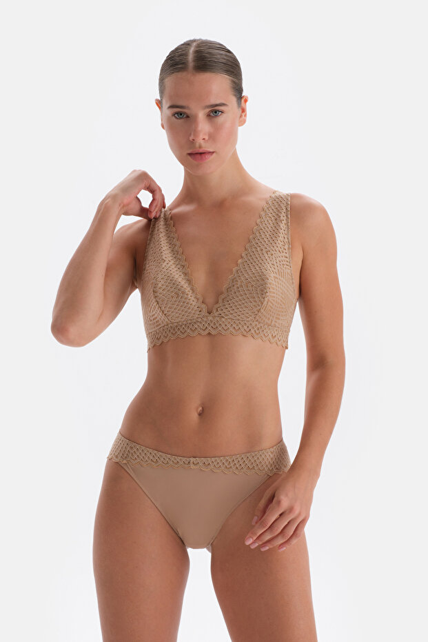 Premium Basic Soft Bra - tmavá kůže, krajkový detail - 5