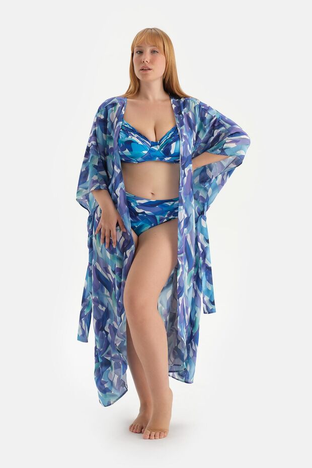 Mavi Kısa Kimono - 5