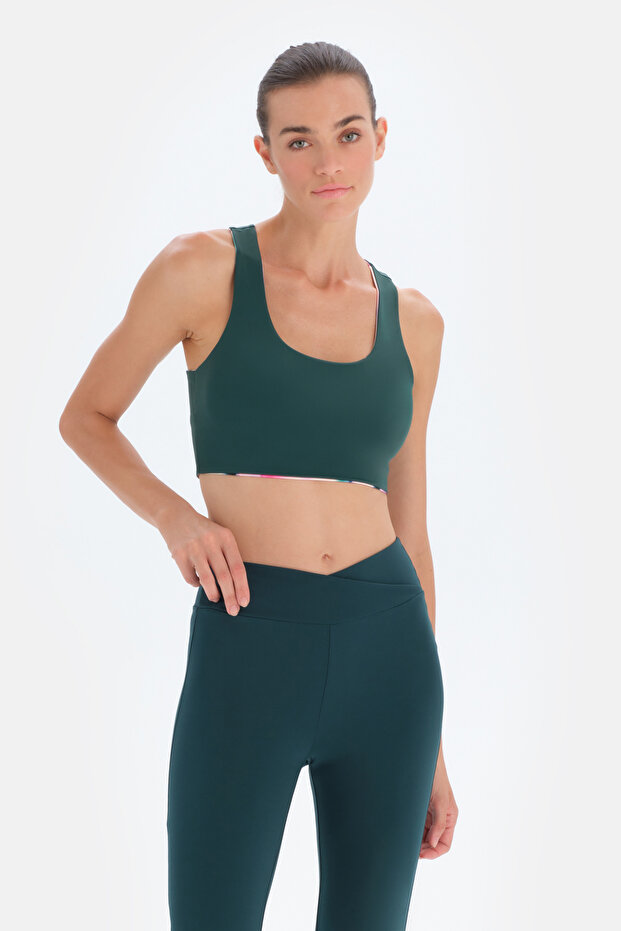 Dark Green Active Dark Double-Sided Sports Bra
