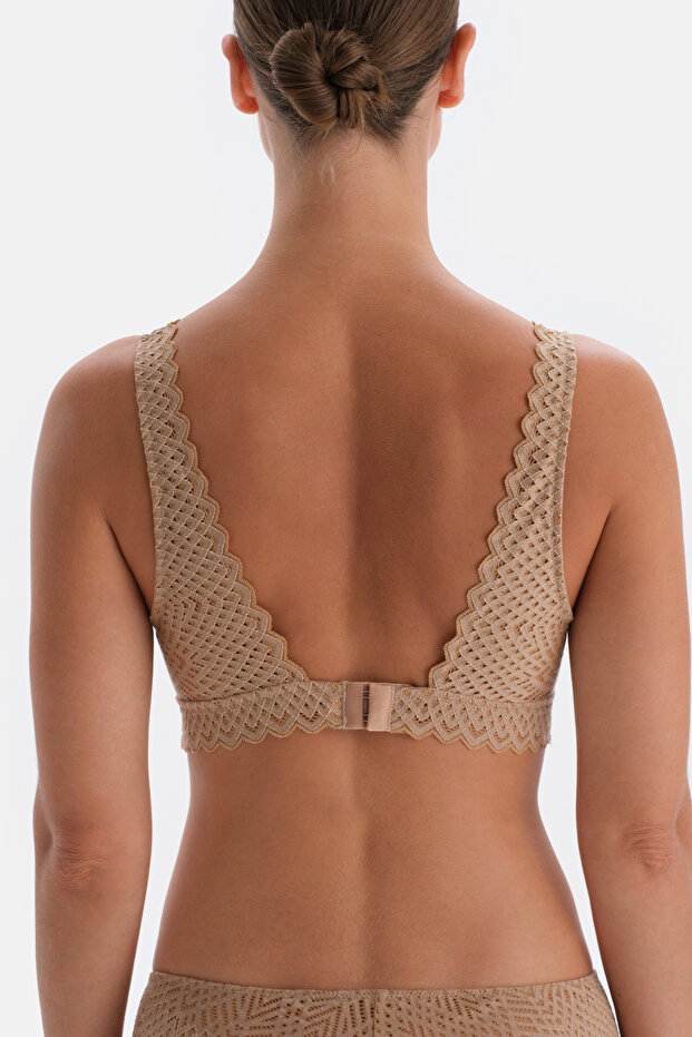 Premium Basic Soft Bra - tmavá kůže, krajkový detail - 2