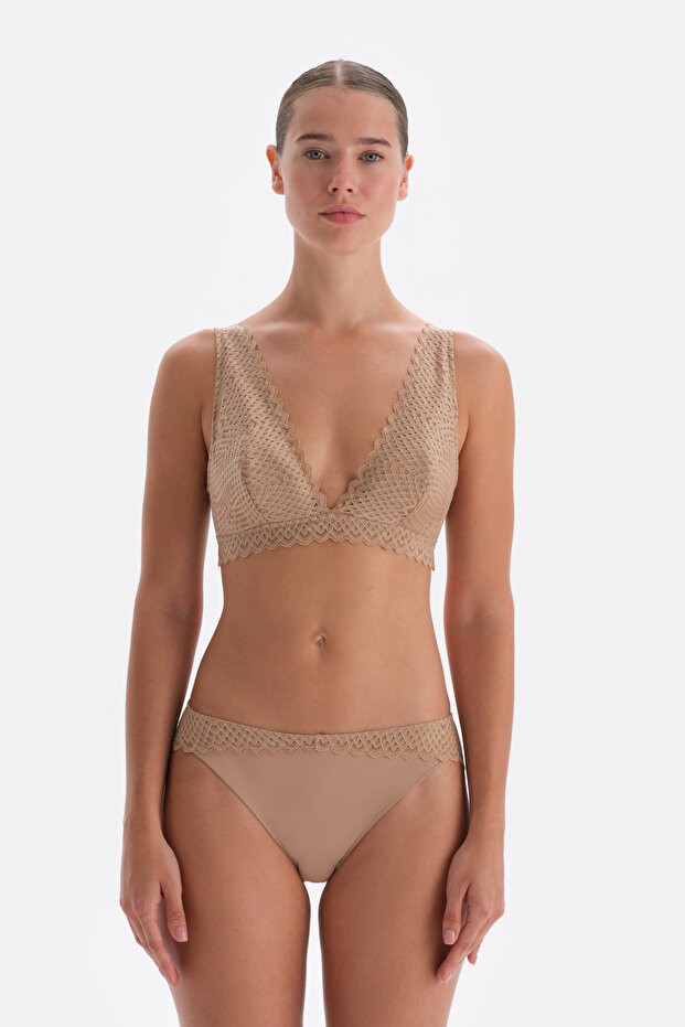 Premium Basic Soft Bra - tmavá kůže, krajkový detail - 6