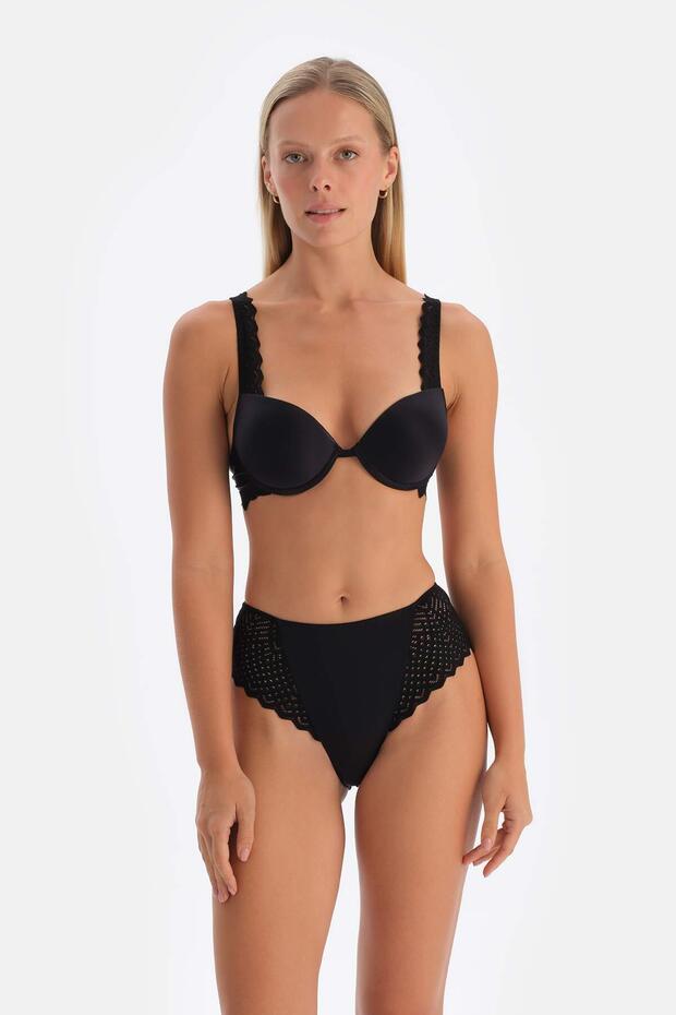 Siyah Dantel Detaylı Premıum Basıc Brıef Külot - 6