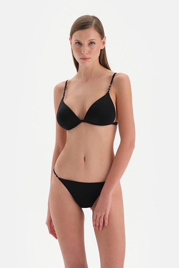 Siyah Üçgen Geniş Bikini Üst - 4