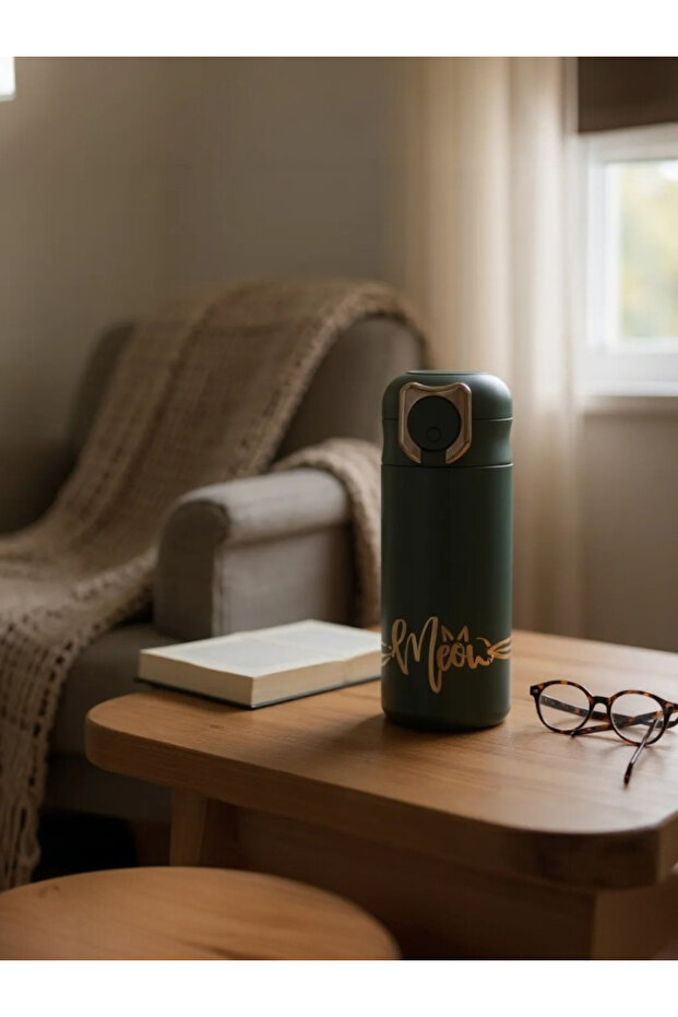 Shotay Cat Desıng Çelik Termos Matara 400 Ml - Yeşil - Code : Xs0103 - 2