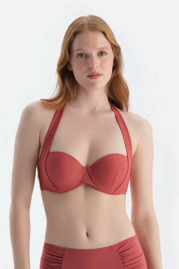 Kiremit Straplez Bikini Üst - 1