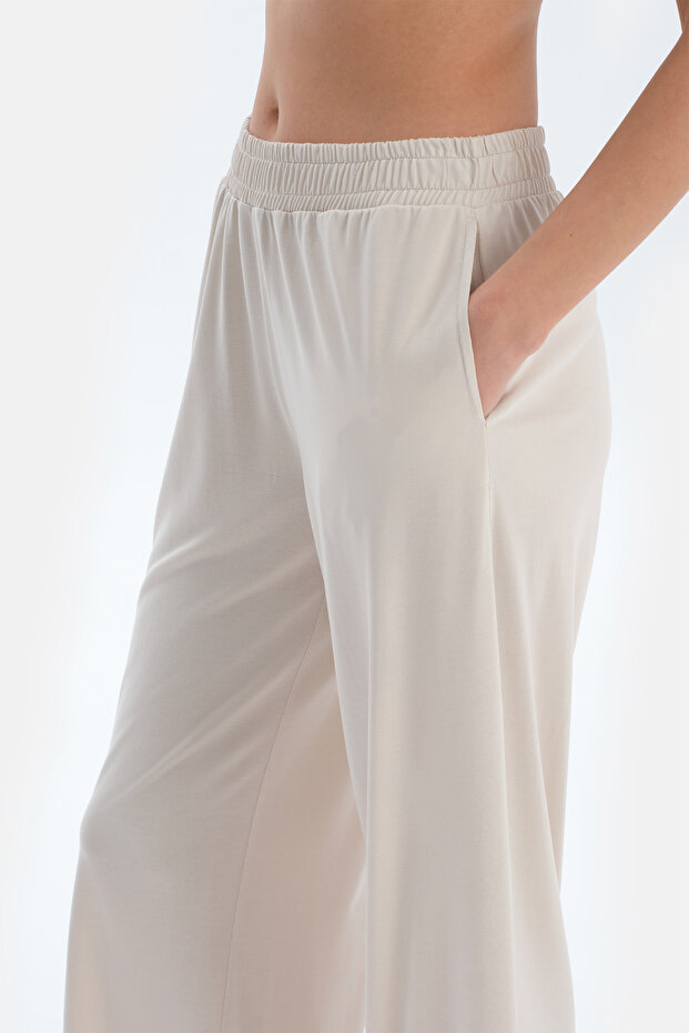 Krem Cepli Basıc Modal Pantolon - 5