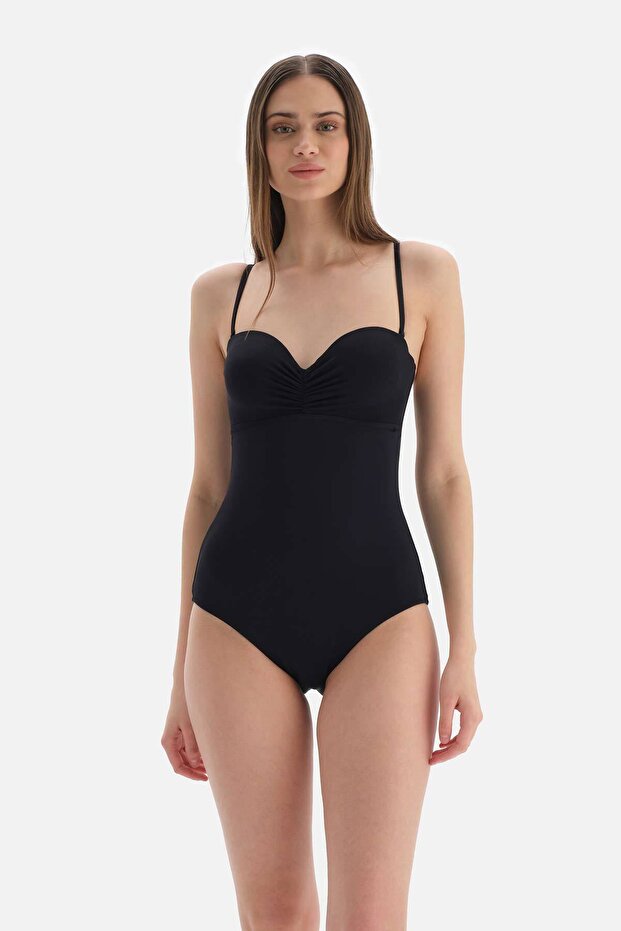 Siyah Straplez Kalplı Mayo - 5