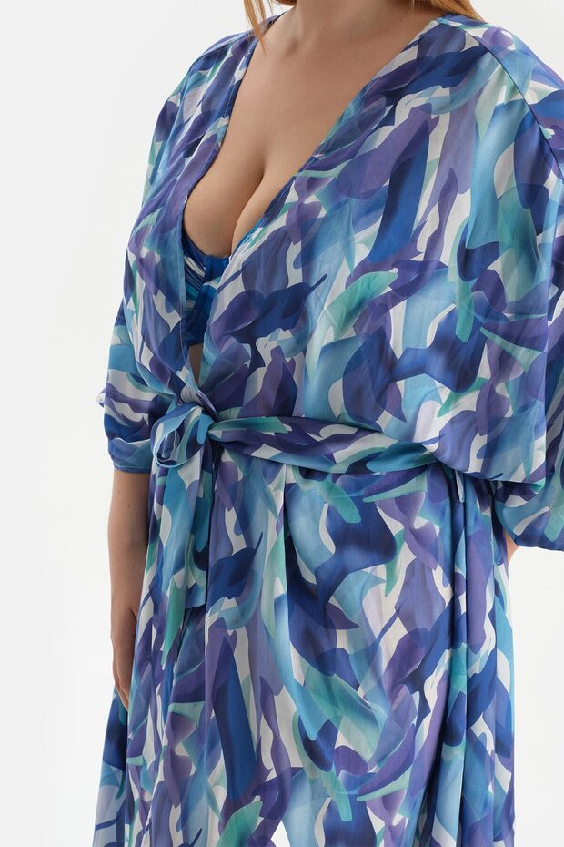 Mavi Kısa Kimono - 7