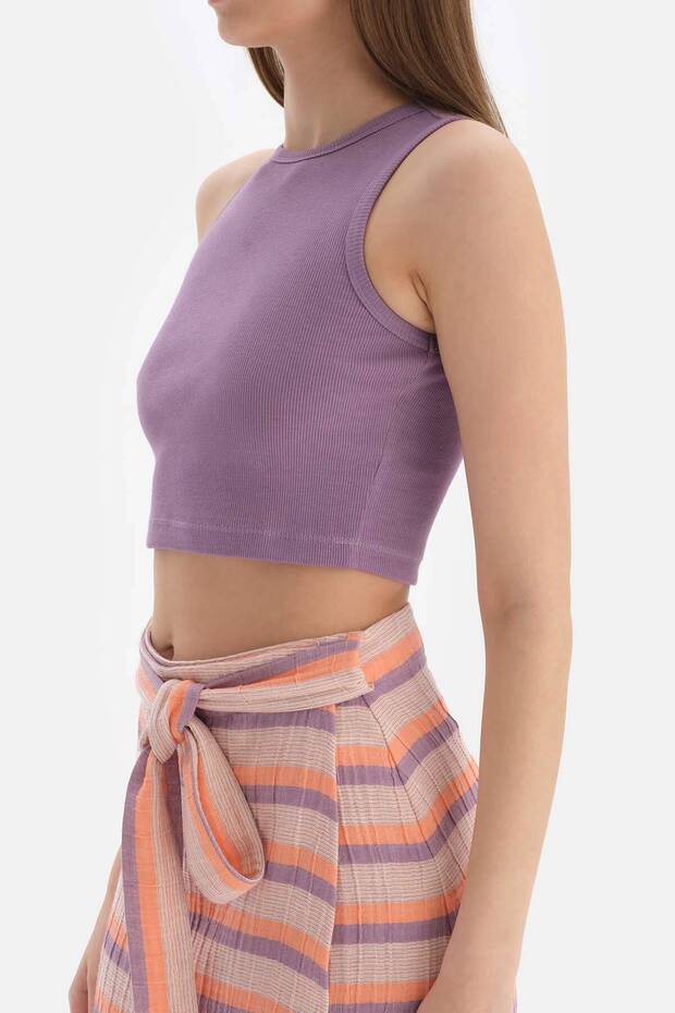 Lilac Ribbed Crop - 3