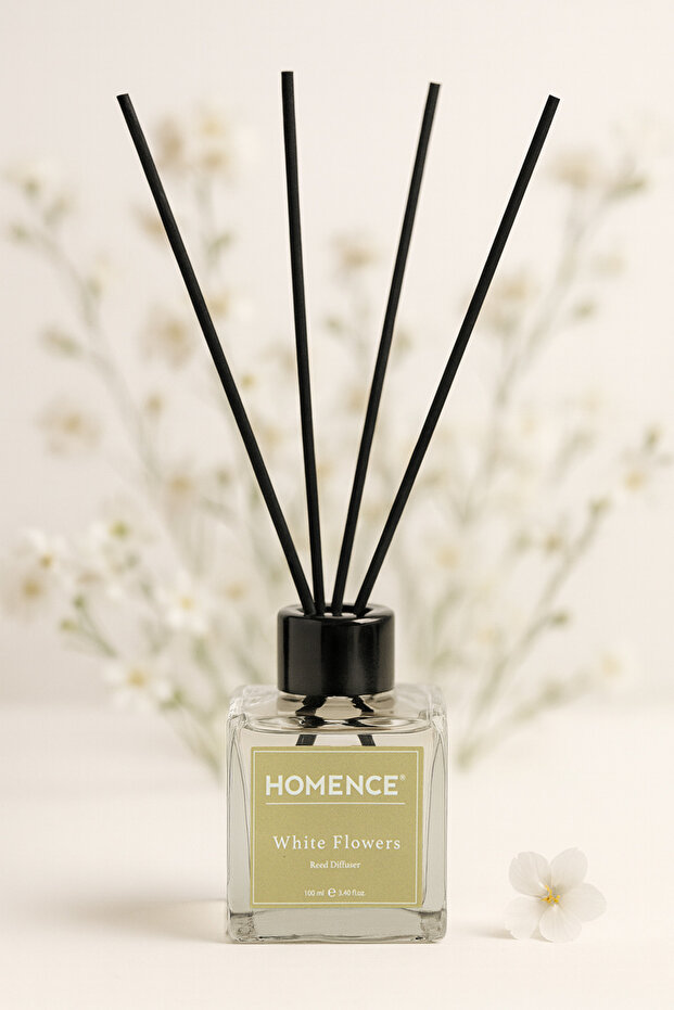 Beyaz Çiçekler Bambu Çubuklu Oda Kokusu 100 ml - 5