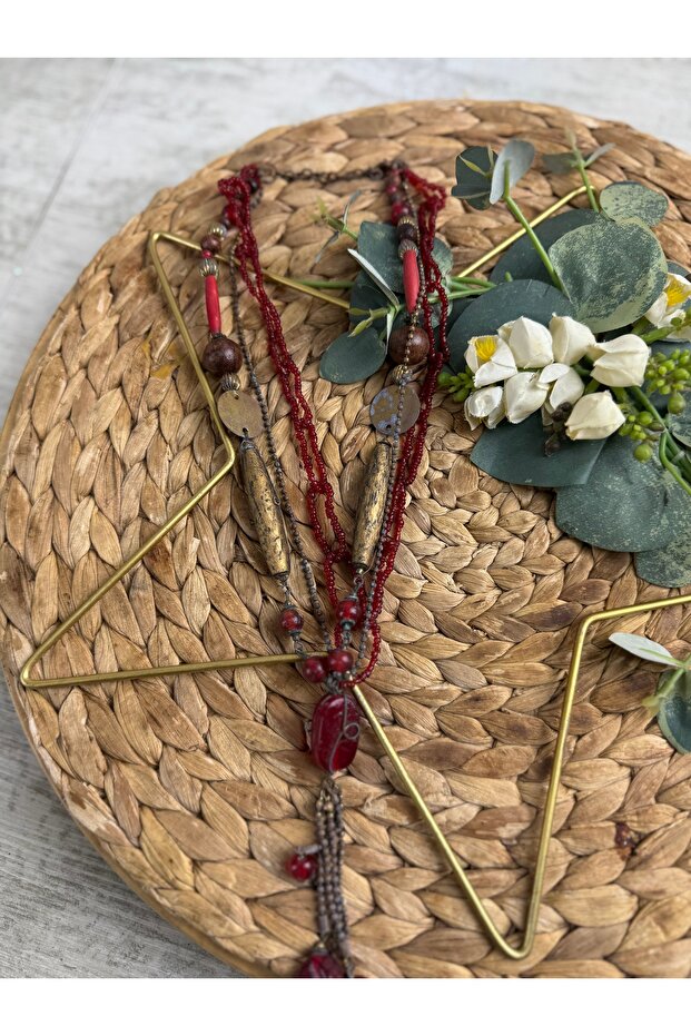 Kırmızı bohem kolye - 3